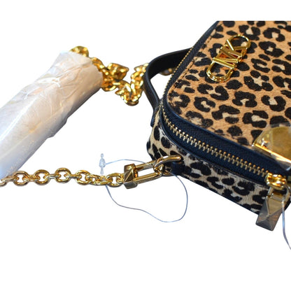 MICHAEL Michael Kors "Estelle" Micro Leather Trunk Crossbody Bag in Leopard Tan
