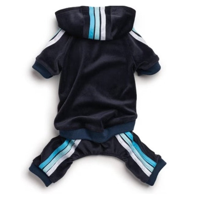 FabDog Navy Blue Striped Imitation Tracksuit Pet Clothing