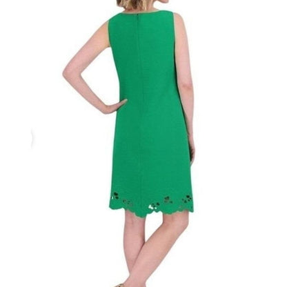 Vince Camuto Women's Signature Stretch Crepe Eyelet-Hem Dress in Green