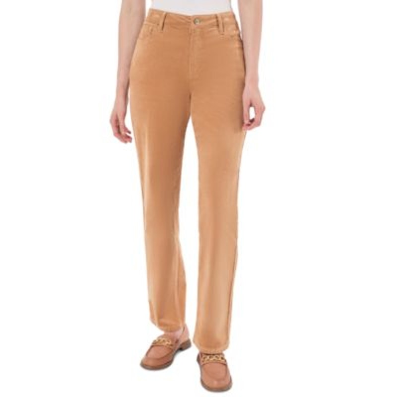 Jones New York Petite "Lexington" Straight-Leg Pants in Caramel Brown