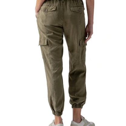 Sanctuary Women's Elastic Waist Cargo Jogger Pants in Army Green