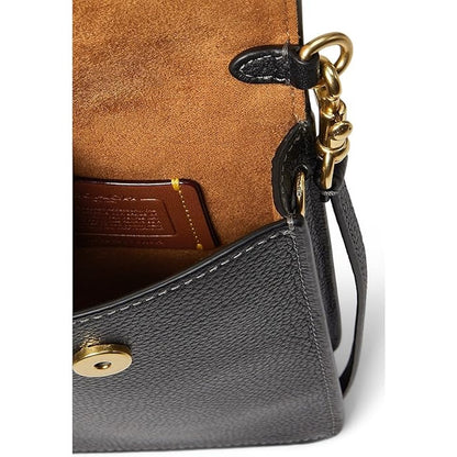 COACH Women's Polished Pebbled Leather Mini Crossbody Bag in Black