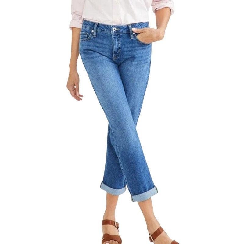 Style & Co. Plus Size Mid-Rise Girlfriend Jeans in Honey Wash