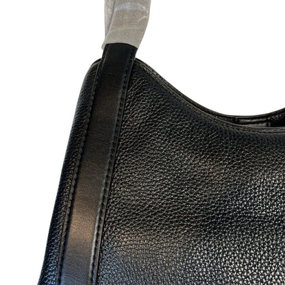 MICHAEL KORS Black "Rosemary" Large Pebbled Leather Shoulder Bag, Gold Hardware