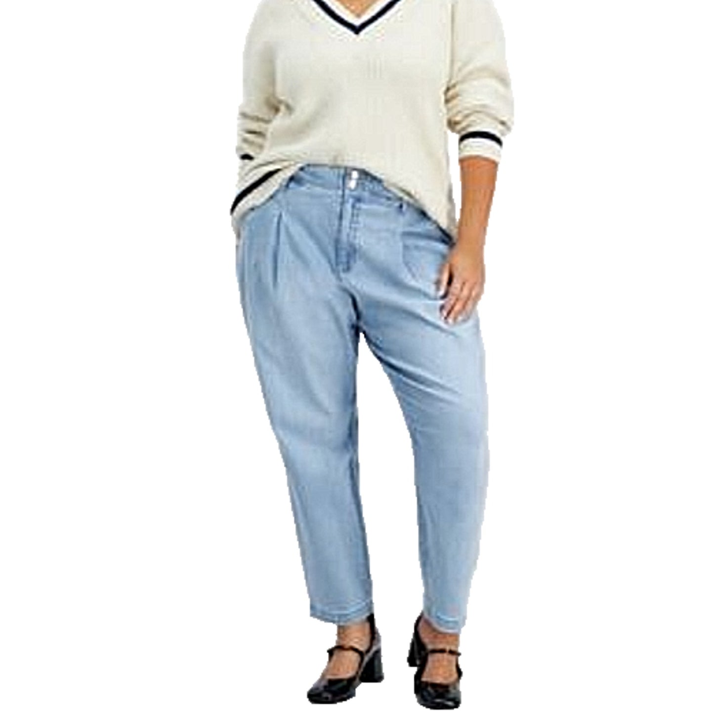 On 34th Plus Size High-Rise Barrel-Leg Jeans in Vintage Light Wash
