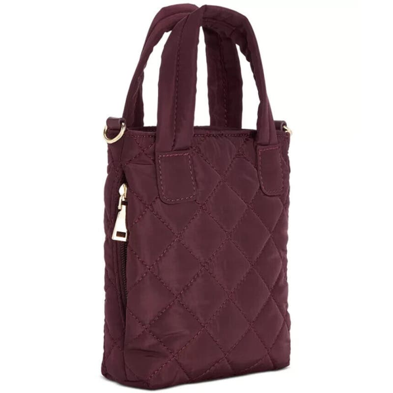 INC International Concepts Nylon Rachell Quilted Crossbody Dark Cherry Gold