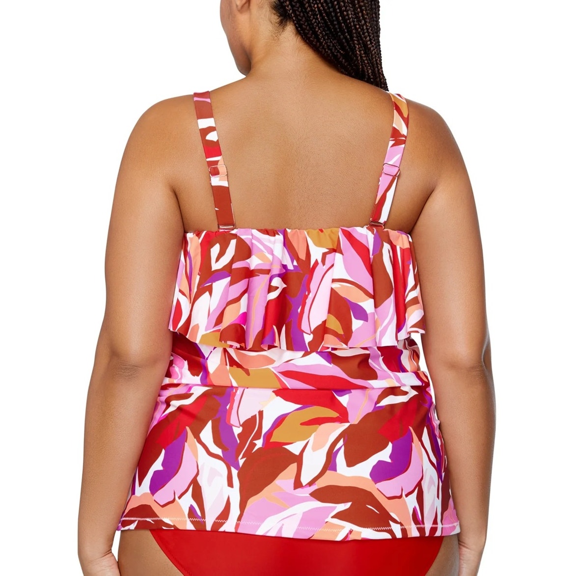 Raisins Curve Trendy Plus Size Sella Ruffled Tankini Top