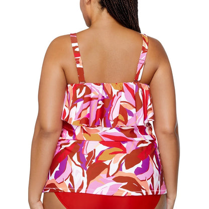 Raisins Curve Trendy Plus Size Sella Ruffled Tankini Top