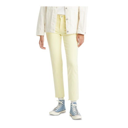 Levi's Women's 724 Ripped Straight Leg Jeans in Celandine Yellow Hazy Acid