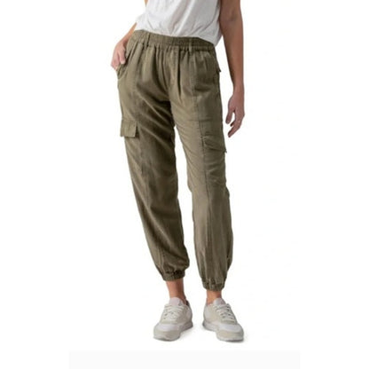 Sanctuary Women's Elastic Waist Cargo Jogger Pants in Army Green
