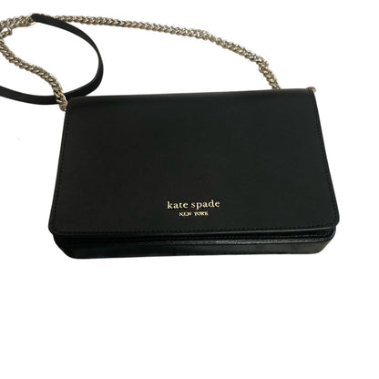 Kate Spade Black Leather “Spencer” Crossbody Wallet w/ Chain Strap