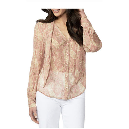 PAIGE Women's Cleobelle Paisley Silk Blouse in Pink Cream