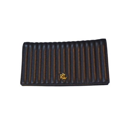 Ralph Lauren Women's Quilted Leather Foldover Wallet in Black