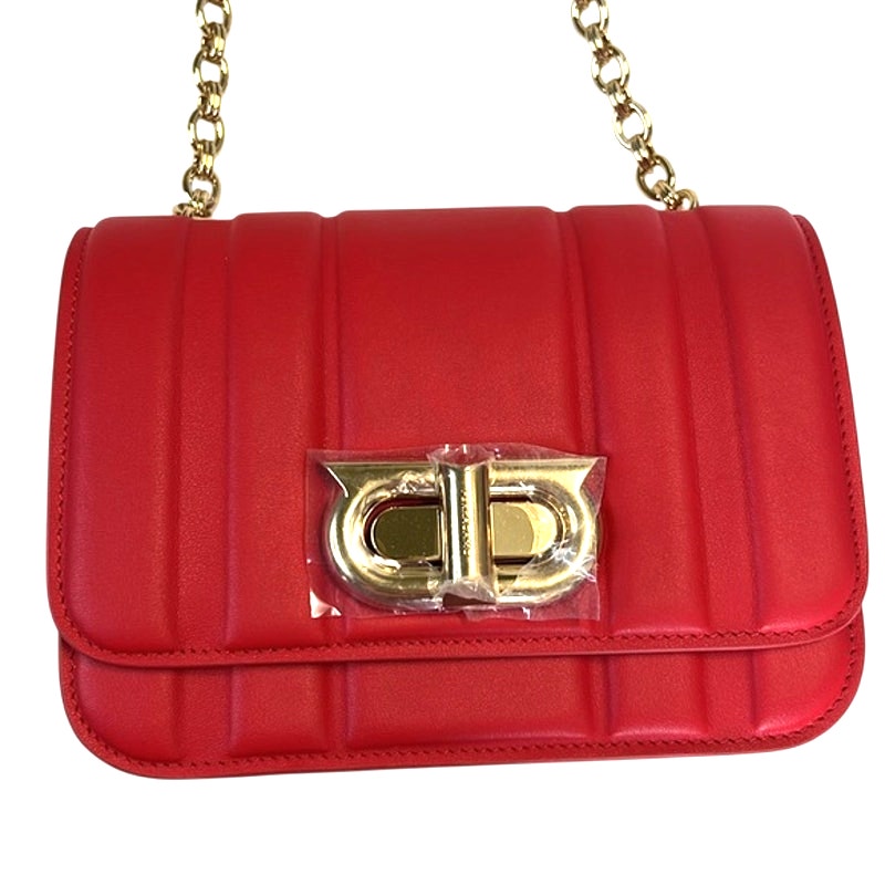 Ferragamo Women's New Gancini Crossbody Bag In Flame Red
