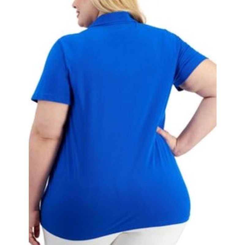 Tommy Hilfiger Plus Size Short Sleeve Polo Shirt in Cerulean Blue