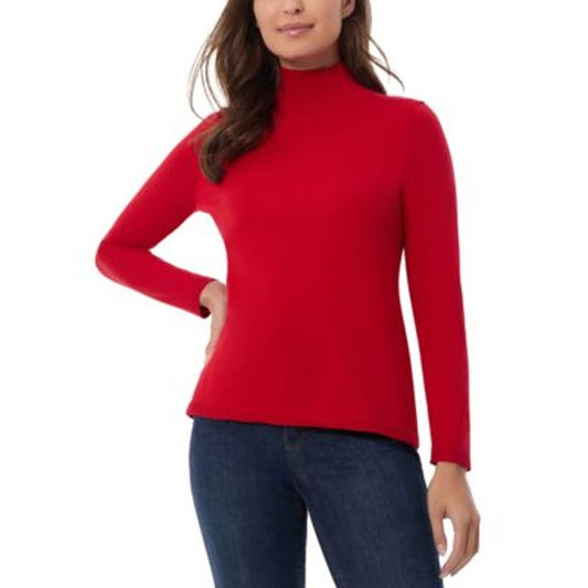 Jones New York Women's Long Sleeve Mock-Neck Sweater in Deep Rouge Red