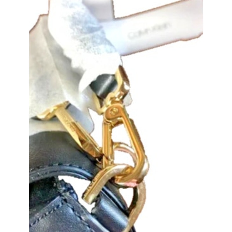 Calvin Klein Black Leather Crossbody Bag w/ Gold Stud & Lock Details