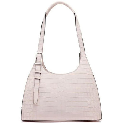 Calvin Klein Quill Soft Crocodile Shoulder Bag in Parfait