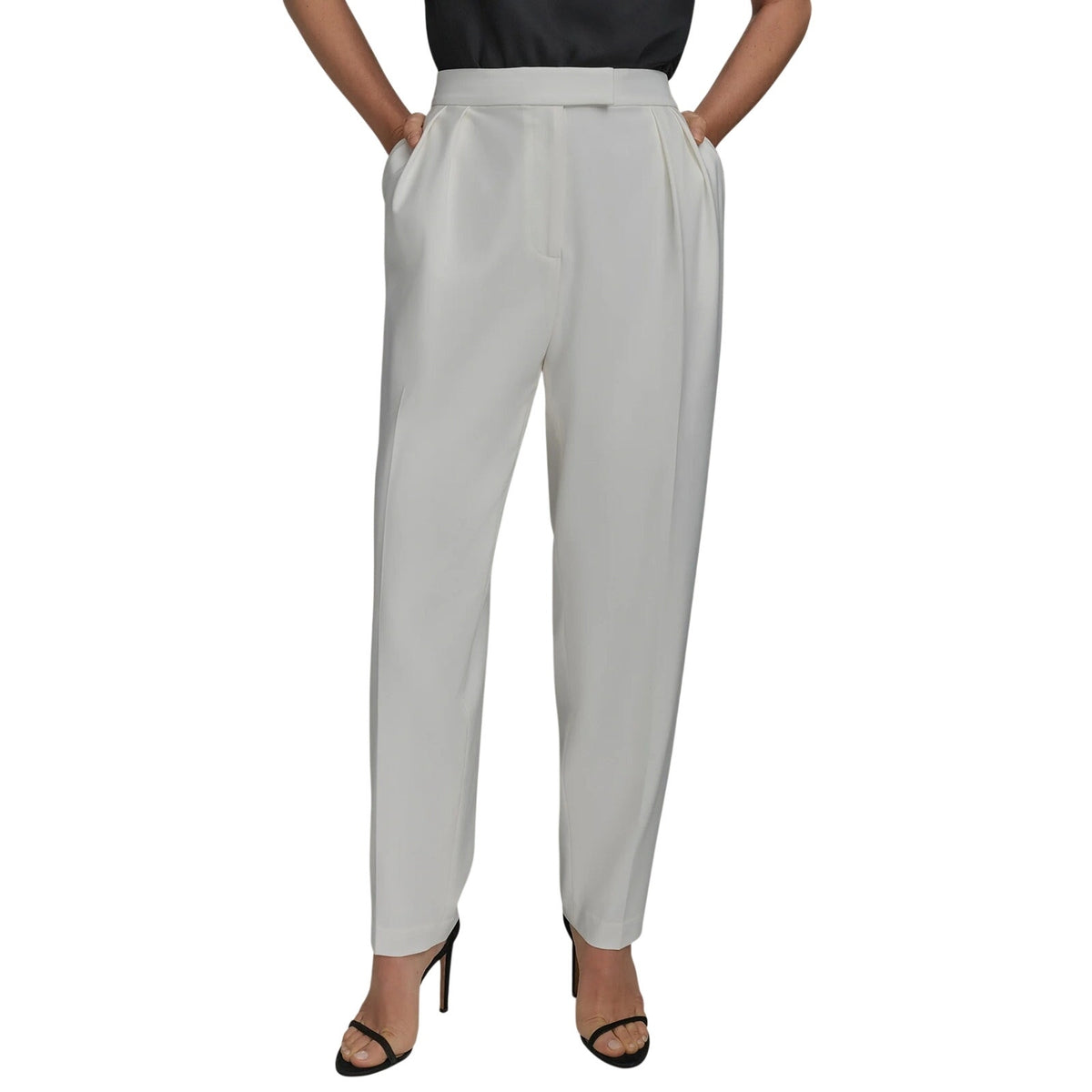 Donna Karan New York Women's Pleated Straight-Leg Pants in Cream
