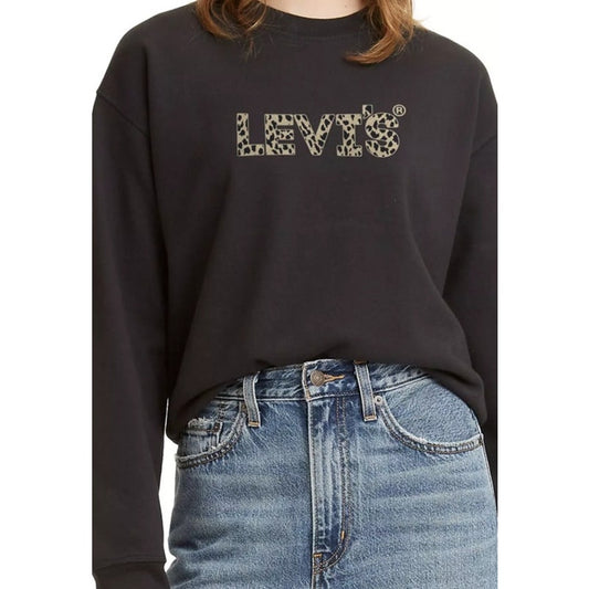 Levi's Women's Logo Crewneck Sweatshirt in Black Leopard Tan