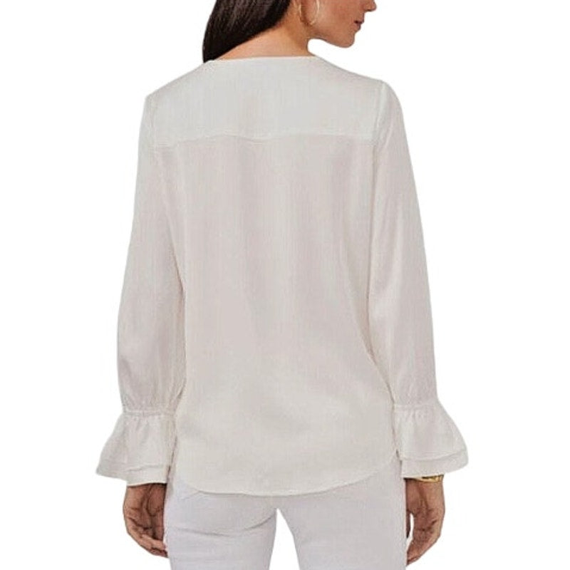 Vince Camuto Ladies New Ivory Solid Surplice Ruffle Cuff Blouse, Size Medium NWT