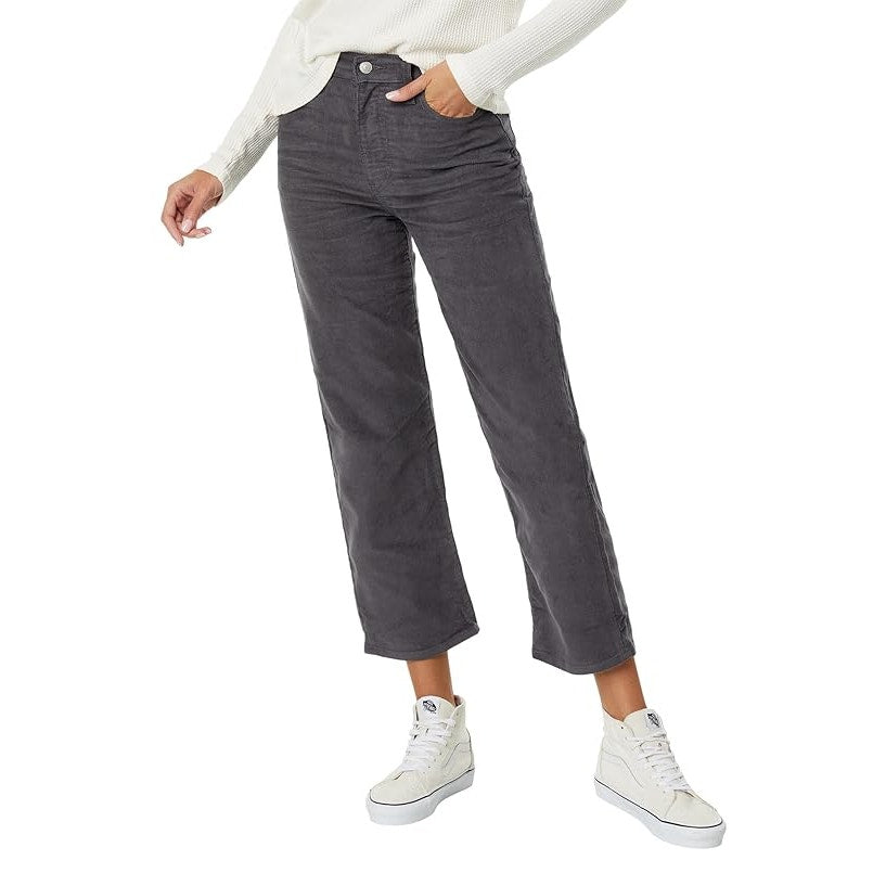 Levi's Women's Corduroy Ribcage Straight Ankle Jeans in Blackened Pearl