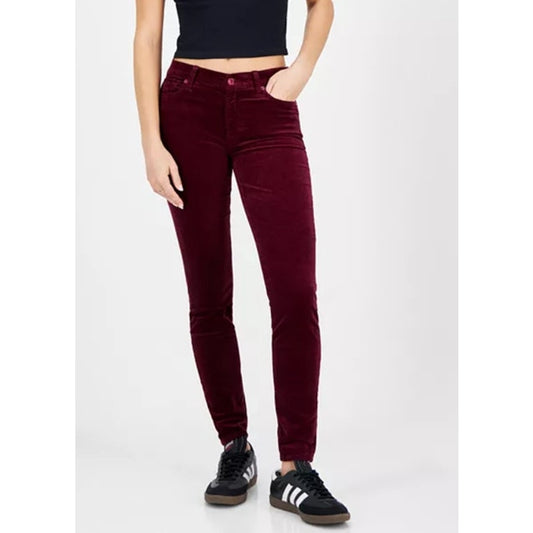 7 For All Mankind Women's High-Rise Skinny Corduroy Jeans in Cabernet Red