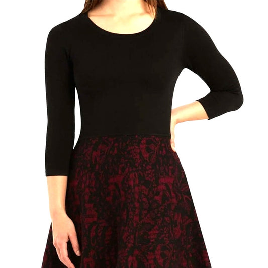 BCX Juniors Black & Red A-Line Elevated Sweater Dress