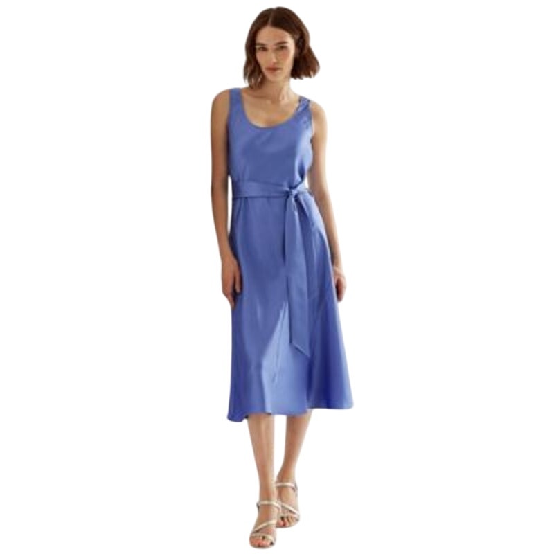 Lauren Ralph Lauren Women's Blue Loch Charmeuse Shirtdress w/ Belt, Size 6