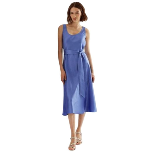Lauren Ralph Lauren Women's Blue Loch Charmeuse Shirtdress w/ Belt, Size 6