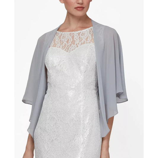 SLNY Fashions Sheer Capelet Shawl in Silver Gray