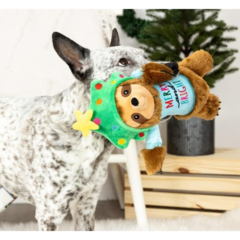 Fringe Best Dog Toybox "Merry and Bright" Sloth Dog Chew Toy