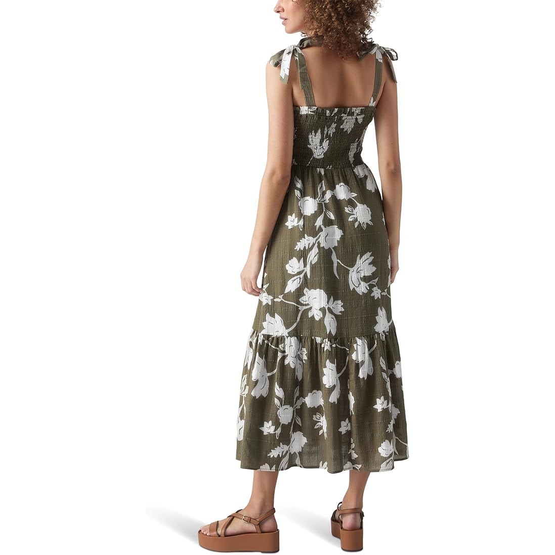 Sanctuary Women's The Smocked Floral Print Top in "Plant Life" Green. Size XS