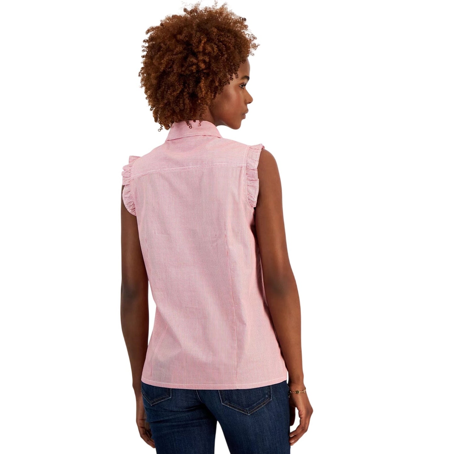 Tommy Hilfiger Women's Striped Flutter Top in Scarlet White