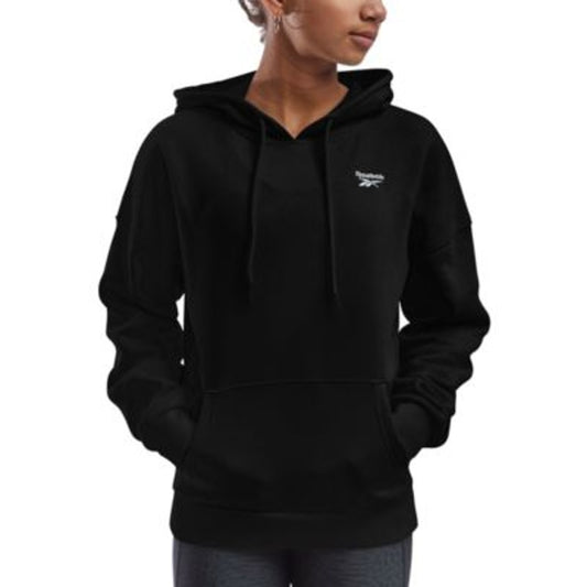 Reebok Women's "Identity" Left Logo Fleece Hooded Sweatshirt in Black