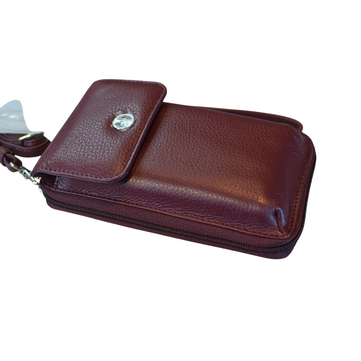 Giani Bernini Softy Leather Tech Crossbody Bag Wallet in Wine Red