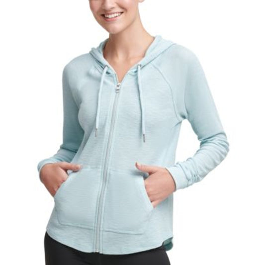 Calvin Klein Light Blue Zip Up Hoodie w/ Pockets & Drawstring