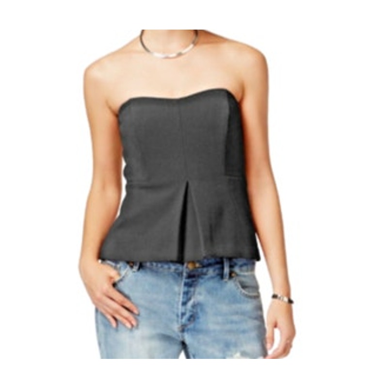 RACHEL ROY, Black Removable Strap Bustier Blouse, Zipper Closure, Size 14W, NWT