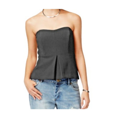 RACHEL ROY, Black Removable Strap Bustier Blouse, Zipper Closure, Size 14W, NWT