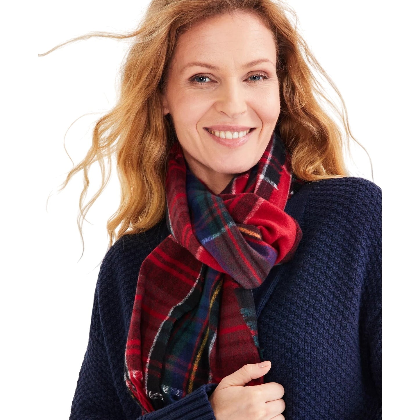 Style & Co Women's Plaid Soft Wrap Scarf in Red Multi