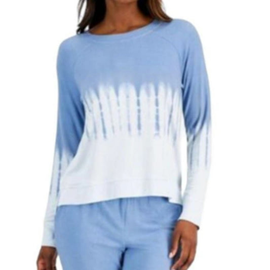 Alfani Ladies Casual Fixture Blue & White Tie Dye Printed Lounge Top, Size XXL