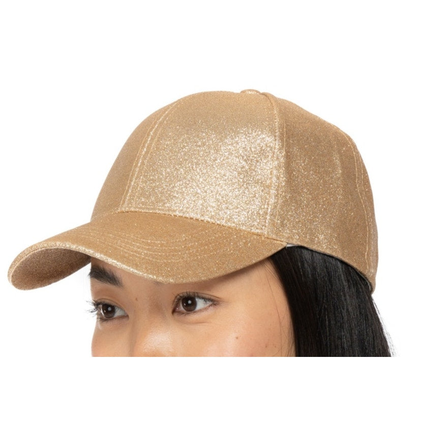 INC International Concepts Ladies Rose Gold Glitter Baseball Cap Hat, Adjustable