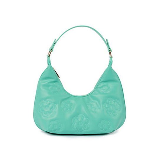 SkinnyDip Ladies Gerri Green Flower Quilt Shoulder Bag, NWT
