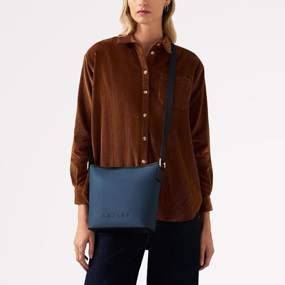 Addison Row Responsible Medium Ziptop Cross Body Bag In Open Blue