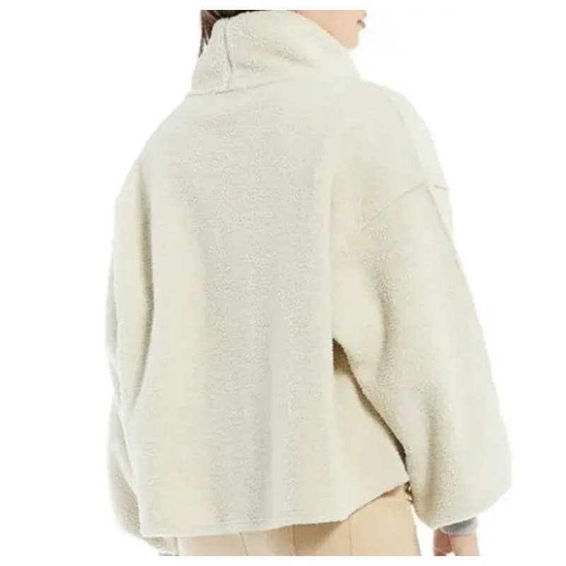 Free People Women's Elk Mountain Fleece Pullover Sweater Opal Silk Ivory