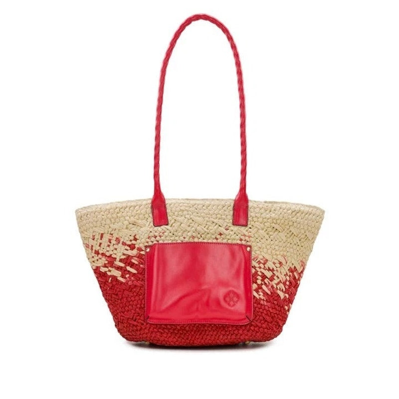 Patricia Nash Calypso Woven Straw Tote Bag with Scarf (Passion/Natural