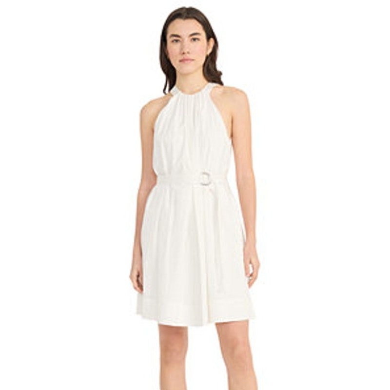 Donna Morgan Women's Cotton Belted Halter Dress in White