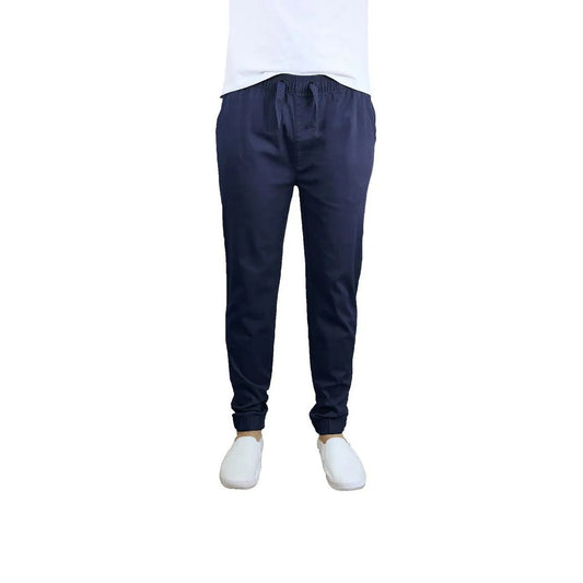 Galaxy By Harvic Men's Basic Stretch Twill Joggers In Navy, Size Medium