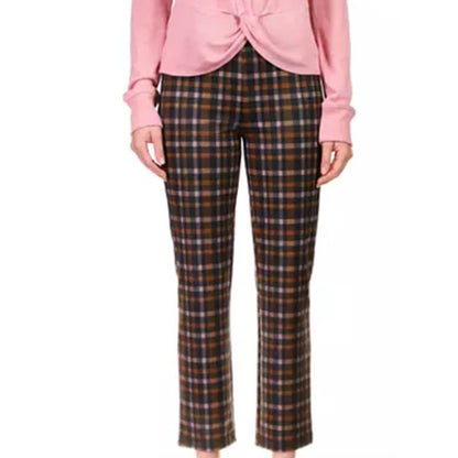 Sanctuary Women's Tan & Black Checkered Wide Leg Pants