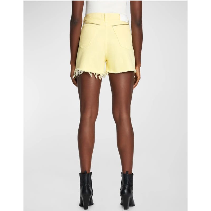 7 For All Mankind Women's Yellow Easy Ruby Denim Shorts In Banana